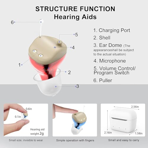 Not Amplifier True Hearing Aids for Seniors Invisible Rechargeable with Hearing Loss 11 Channel Noise Cancelling Small Discreet In Ear Easy to Use Comfort Fit
