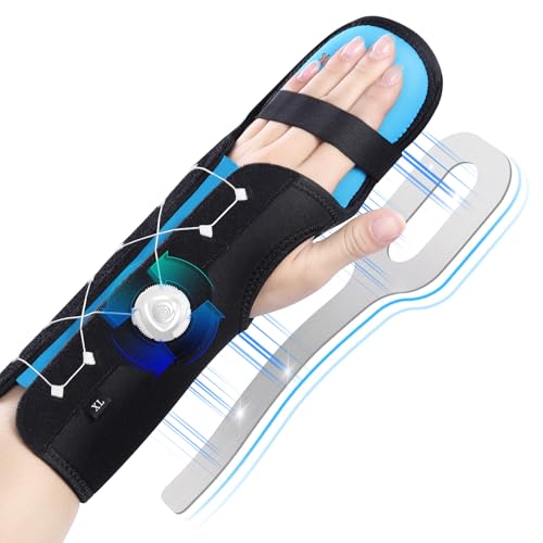 Resting Hand Splint with Adjustable Knob, Night Immobilizer with Removable Splints for Pain Relief, KTQUICK Hand&Wrist Brace for Carpal Tunnel, Stroke Recovery, Arthritis, Tendinitis-Left Hand X-Large