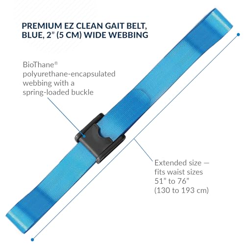 Posey 6546BL Premium EZ Clean Gait Belt with Spring-Loaded Buckle, Blue, 80"
