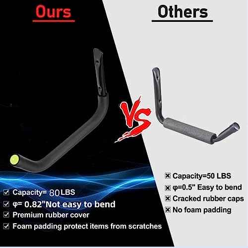 Garage Storage Heavy Duty Hooks, 15Inch Jumbo Arm Kayak Rack, Heavy Duty Wall Hooks for Canoe, Ladder, Bicycle, Folding Chairs, Surfboard, Snowboard, Hose and Tools (6 Pack)