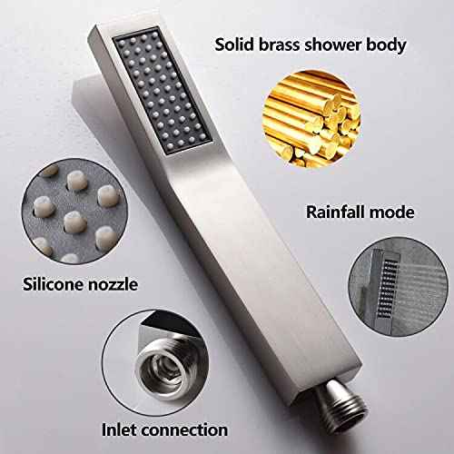 Brushed Nickel Solid Brass Shower Wand High Pressure Handheld Shower Head Detachable with 59inch Stainless Steel Shower Hose and Adjustable Bracket Set