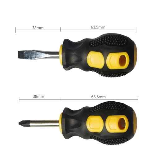 2PCS Short Phillips-Head and Flathead Screwdrivers,Pocket Magnetic Screwdriver Set for DIY Repairing