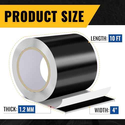 VIVIDA Waterproof Patch and Seal Tape, 4" ¡¿ 10' Waterproof Tape for Outdoor Use, Underwater Leaks Repair for Pool, Plumbing, Black, 1 Roll