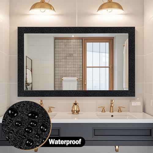 Avinyl 10M Black Mirror Border Peel and Stick Wallpaper, Self Adhesive Waterproof Wallpaper Mirror Frame Tape for Bathroom Decor, Silk Peel and Stick Trim Removable Kitchen Wall Decor 1.96" x 393"