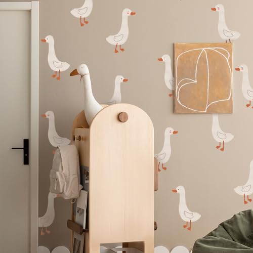 Runtoo Boho Animal Wall Decals Geese Duck White Wall Stickers Living Room Bedroom Bathroom Kids Nursery Wall Decor