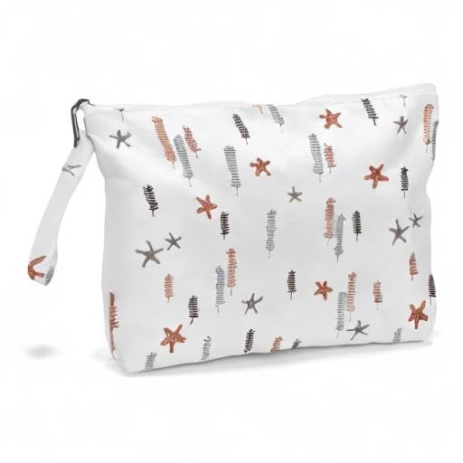 Fokongna Wet Bag, Wet Dry Bag, Makeup Bag, Toiletry Bag, Waterproof Large Capacity Travel Cosmetic Bag, Zipper Pouch for Women, Girls Mo Wife Sister Friends Baby Diaper Bag Ocean Sea Beach rainbow