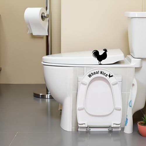 Funny Cock Toilet Stickers,Whoa Nice Sticker Decal,Prank Stickers,Waterproof Vinyl Wall Art Sign Decor,Removable Self-Adhesive Seat Quote Murals for WC Restroom Door Seat Decoration