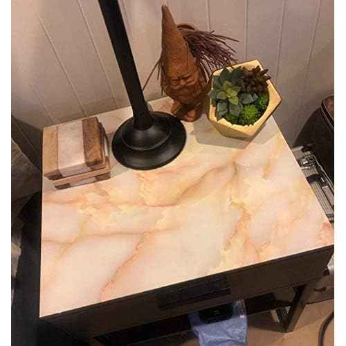 Redodeco White Pink Jade Marble Look Paper Granite Effect Peel Stick Vinyl Counter Top Adhesive Paper Wallpaper Cabinet Dresser Drawer Door Wardrobe Stickers 15.8inch by 79inch