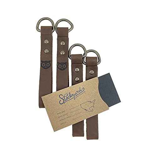 Hide & Drink, Set of 4 Loop Attachments for Suspenders, Tool Belt Accessories, Wedding Ceremonies, Dinner Parties, Rustic Accessories, Full Grain Leather, Handmade, Bourbon Brown