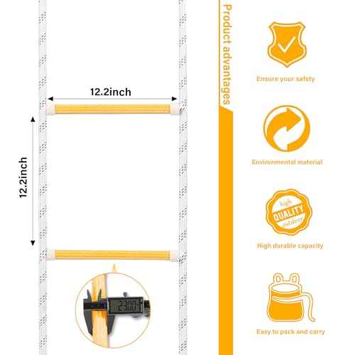Emergency Fire Escape Ladder Flame Resistant Safety Extension Rope with 2 Hooks, 2 Story Homes Reusable Compact Portable External Ladder (2 M / 6.6 FT)