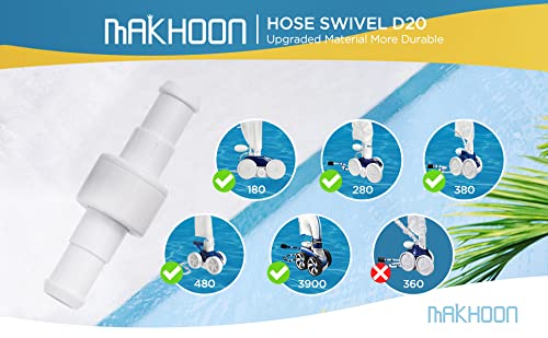 MAKHOON Upgraded Pool Cleaner Hose Ball Bearing Swivel D20 Replacement Parts for Polaris 180 280 380 3900 Pentair Pool Cleaner Ball Bearing Swivel D20 (3)