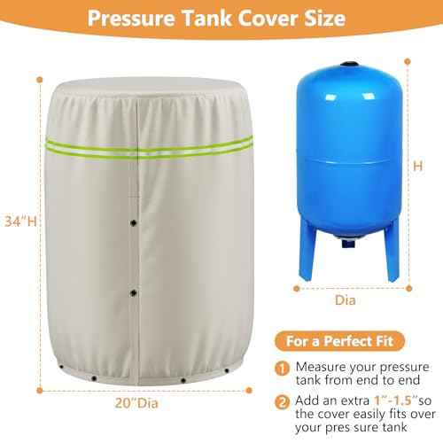 COSHNIBI Round Well Pressure Tank Cover (5¡ÆF),Thickened 3 Layers Water Well Tank Covers Insulated for Winter Freeze Proof,Round Well Pump Cover with Reflective Strips,20"Dia x 34"H