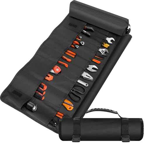 Portable Rollup Toolbag 19-Slot Empty Tool Organizer Heavy Duty Motorcycle Tool Roll Bag Organizer Tools Bags Mens gifts for Him - Mechanic & Electrician