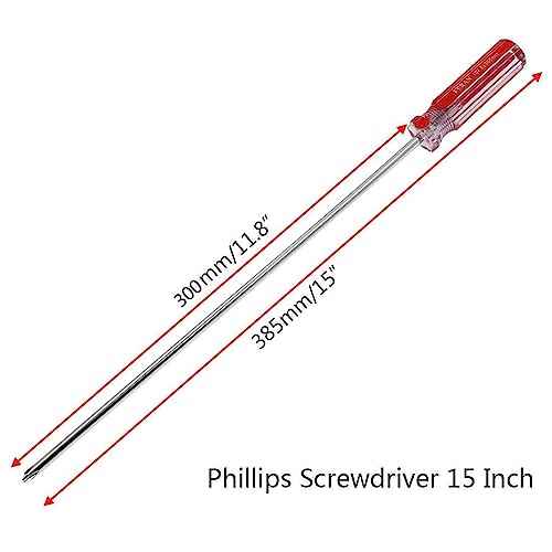 Phillips 12 Inch Long Magnetic Tip Screwdriver - Extra Long Shank Cross Head Screwdriver