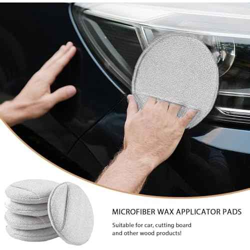 5-Inch Cutting Board Oil Wax Applicator for Maintaining Cutting Board & Wooden Utensils, Reusable Microfiber Wood Conditioner Pads with Finger Pocket - 4Packs, Gray