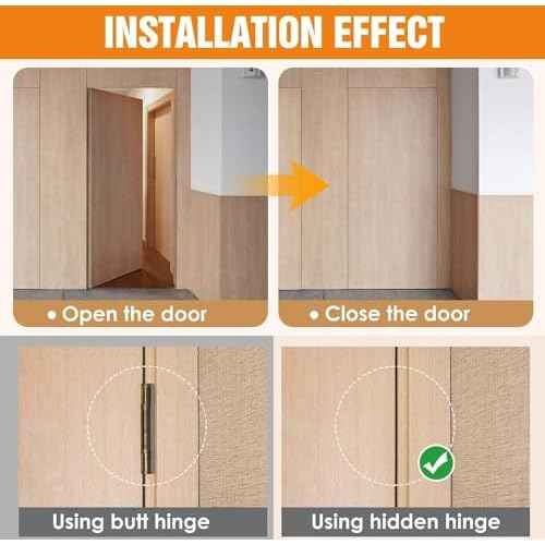 7" Hidden Door Hinge/Concealed Hinges,Invisible Hinges,Invisible Door Silent 180 Degree Swing Hinge 3-Way Adjustable Butt 7 x 2.8 x 1 (Pack of 2) (Black 7 inches)