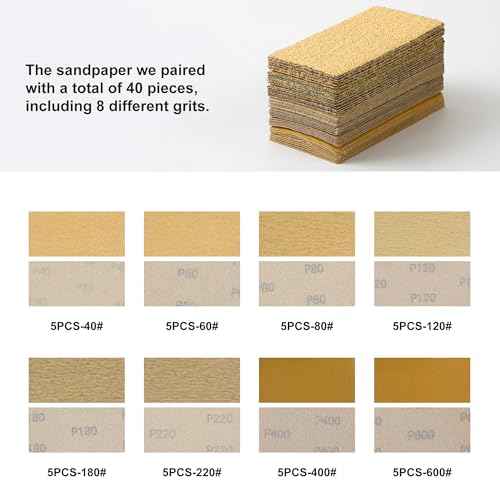 56 PCS Hand Sanding Block Set Include 16 PCS Contoured Profile Sander Block and 40 Sheet Sandpaper Interchangeable Assorted Convex & Concave Shapes Used for Woodworking Furniture, Auto Paint