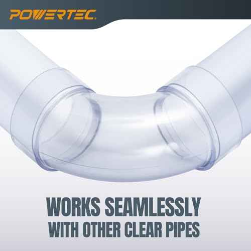 POWERTEC 70368-P2 4 Inch ID 90 Degree Elbow for 4 Inch OD Dust Collection Pipes, Adapters and Fittings (Clear), 2 pack