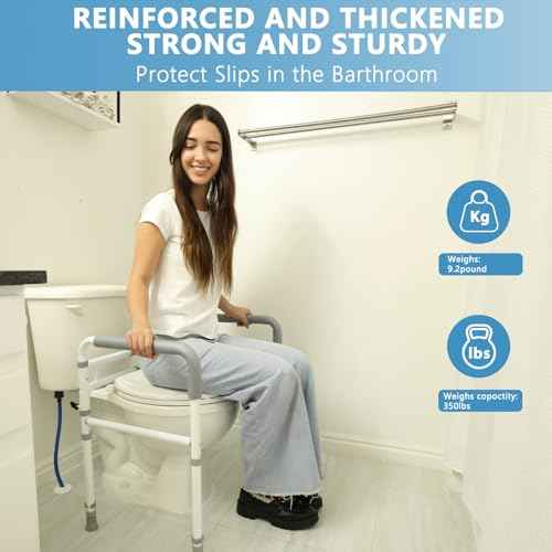 Toilet Rails - Toilet Safety Rail for Elderly Adults - Adjustable Bathroom Toilet Handles - Toilet Safety Frame & Rails - Toilet Grab Bars for Senior, Handicap & Disabled,Fits Most Toilets