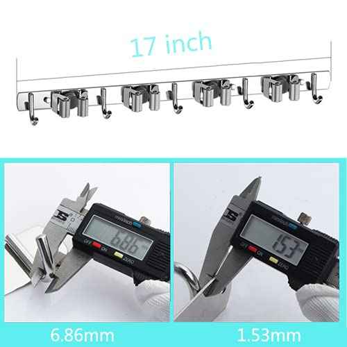 Broom Mop Holder Wall Mount Stainless Steel Tool Hanger Storage Organizer for Home, Kitchen, Garage, Garden, Laundry Room, Bathroom Organization and Storage(4 Racks 5 Hooks)