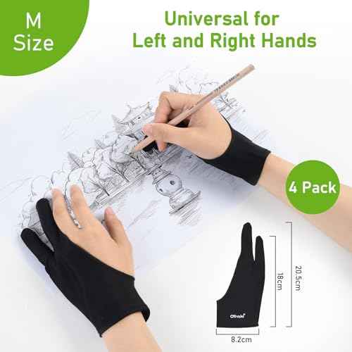 OTraki 4 Pack Artist Drawing Gloves for Digital Tablet Paper Sketching