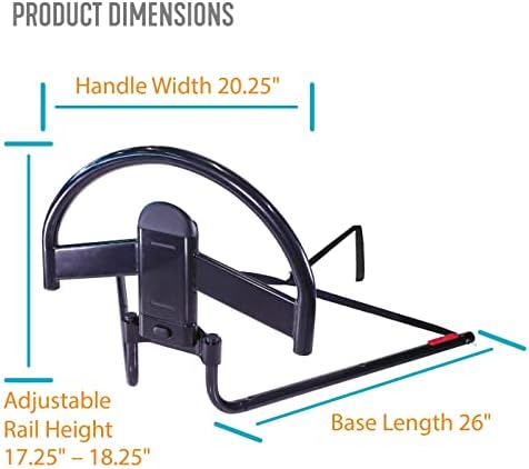 Able Life Click-N-Go Bed Handle for Wood Adjustable Bedframes, Removable Stand Assist Rail for Adults, Seniors and Elderly, Bedside Railing with Safety Strap, ASTM Safety Approved Bedrail