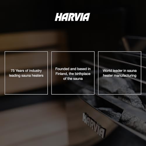 Harvia KIP Sauna Heater, Wall Mounted Electric Sauna Stove, Stainless Steel 220v Heater with Sauna Stones Included, Large Stone Cavity for Maximum Heat Release (6kW - Digital Controls)