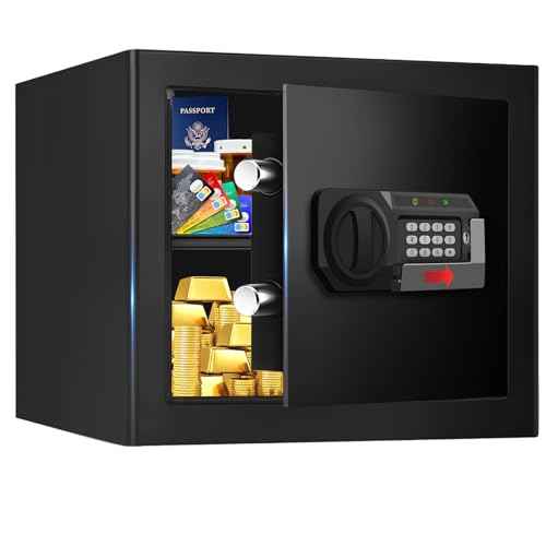 1.2 Cuft Safe Box Fireproof Waterproof, Digital Security Safes for Home Use Fire and Water Proof with Combination Lock, Alarm System and Removable Shelf, Anti-Theft Document Safes For Money, Jewelry