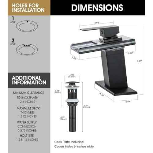 LED Bathroom Sink Faucet, Matte Black Single Hole Vanity Faucets for 1 Hole Sinks,Pop Up Drain Included. (Short, Matte Black)