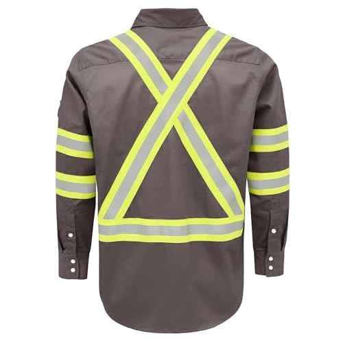 BOCOMAL FR Shirts High Visibility/Hi Vis Flame Resistant/Fire Retardant Shirt 7.5oz Men's Reflective Shirts