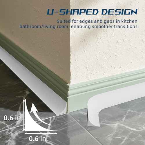 Flexible Quarter Round Molding Trim - Peel and Stick Silicone Caulk Strip,Shoe Molding for Floor Edges,Wall Corner,Staircase,Cabinet,Baseboard and Window Sill in Bathroom/Kitchen/Living Room,472 Inch