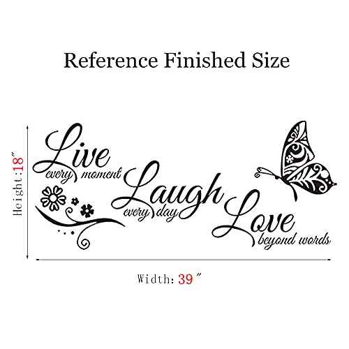 Live Love Laugh Set 3 Wall Sticker Motivational Decals,Family Inspirational Wall Stickers Quotes(18x39, Black)