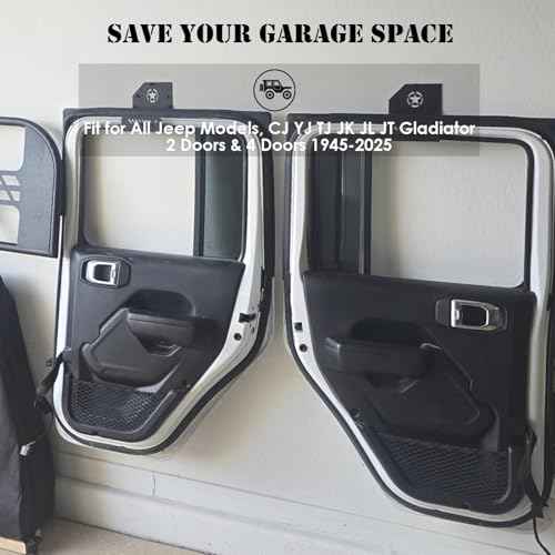 Jeep Door Hangers for Gagage Wall, 2pcs Door Storage Rack with Star Totem Compatible with Jeep Wrangler JK JKU TJ JL JLU JT Gladiator 2 Doors 4 Doors from 1945-2024 Ford Bronco