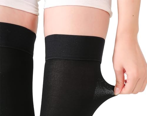 TOFLY® Thigh High Compression Socks for Women & Men (Pair), Open Toe, Opaque, Firm Support 30-40mmHg Graduated Compression Hose, Medical Compression Stockings for Varicose Veins, Edema, DVT,Black 3XL