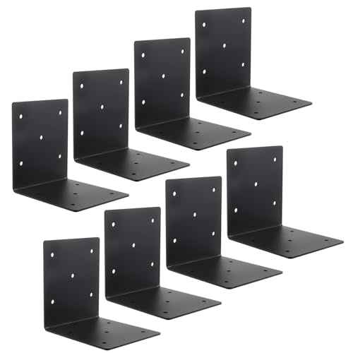 8 pcs 6" x 6" x 5" Heavy Duty Steel Ll Right Angle Bracket, 6x6 Steel Corner Brackets, 90 Degree Timber Post Brackets for 4x4 and 6x6 Post, Wood Shelves, Furnitur