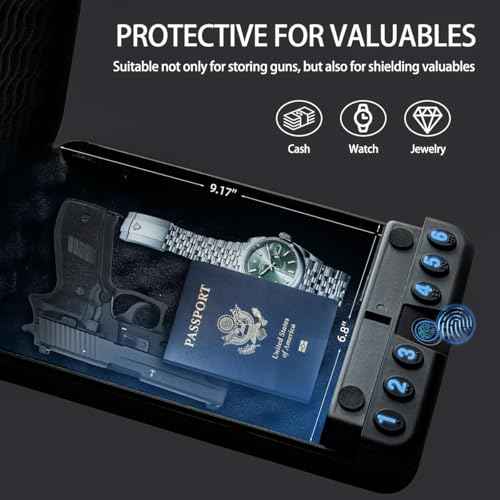 travel-sized portable biometric gun safe - Pistol Safe with Fingerprint & Digital Keypad Quick Access, Portable Travel Gun Safes for Car, Home, Nightstand, Bedside & Drawer