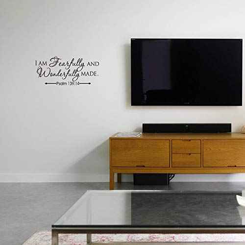 I AM Fearfully and Wonderfully Made Psalm 139:14 Vinyl Wall Decal Bible Scripture Inspirational Quotes Wall Art Religious D?cor
