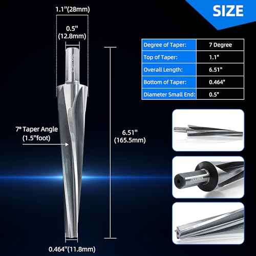 7 Degree Ball Joint Tapered Reamer Tie Rod for 1-1/2 inch Per Foot Tapered Ball Joint Reamer Made of 6542 High-Speed Tool Steel, Reamer Drill Bit Universal Reamer Tool Pipe Reamer