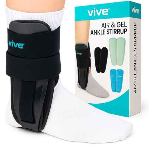 Vive Ankle Stirrup Brace - Air Gel Stabilizer for Ankle Sprain, Tendonitis Support for Men & Women - Right & Left Foot -Achilles Tendon Compression Relief -Fracture Treatment - Hot & Cold Therapy