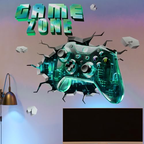 Runtoo Game Wall Stickers 3D Gamer Controller Wall Decals Teenagers Video Gaming Room Decor for Boys Room Kids Bedroom Playroom