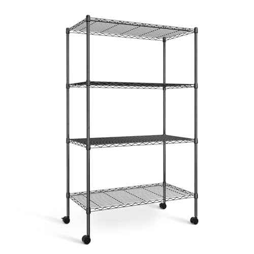 Simple Deluxe Heavy Duty 4-Shelf Storage Shelving Unit, 36" D x 14" W x 55.91" H Steel Organizer Wire Rack 1000Lb Capacity, Black