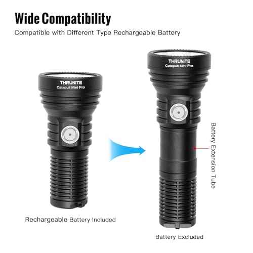 ThruNite Catapult Mini Pro LED Searchlight, 566 Meters Long Throw, High 2588 Lumens Rechargeable Flashlight with Battery Extension Tube for Search and Rescue, EDC