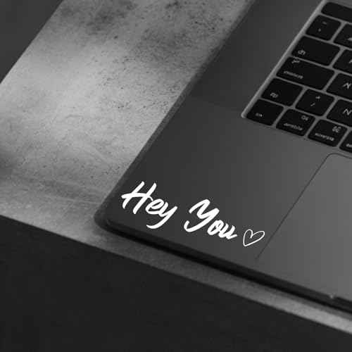 (3 Pcs) Hey You Mirror Sticker Cute Romantic Vinyl Decal with Heart for Car Rear View Mirror Window Laptop Motorcycle Aesthetic Love Quote Waterproof Sticker 4 Inches