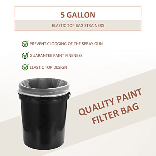 Patelai 10 Pcs 5 Gallon Paint Strainer Bags Regular Fine Mesh/Elastic Top Bag Strainers for Use with Paint Sprayers (White)
