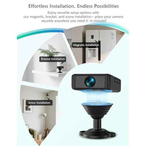 Hidden Video Cameras, Mini Security Camera, 2025 Upgraded Wireless Nanny Cam with 1-Year Cloud Storage, 180¡Æ Rotating Lens, Motion Detection, WiFi/Offline Recording, Small Camera Only 0.5in Slim!
