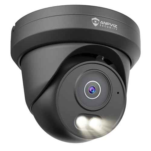 Anpviz 4MP PoE Camera Black, Full Metal Turret Security IP Camera Outdoor Indoor, Smart Dual Light Color Night Vision, AI Human Motion Detection, Built-in Mic, 2.8mm Lens, NDAA