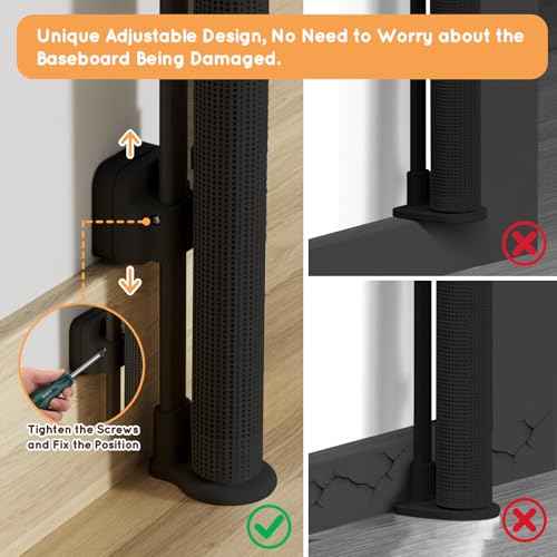 Retractable Baby Gate for Stairs, 55" Wide Mesh Pet Gate, Automatic Tension, One-Hand Operation, 38" Tall Baby Gates for Doorways, Hallways, Deck, Indoor Outdoor, Safe, Easy to Fit, Black