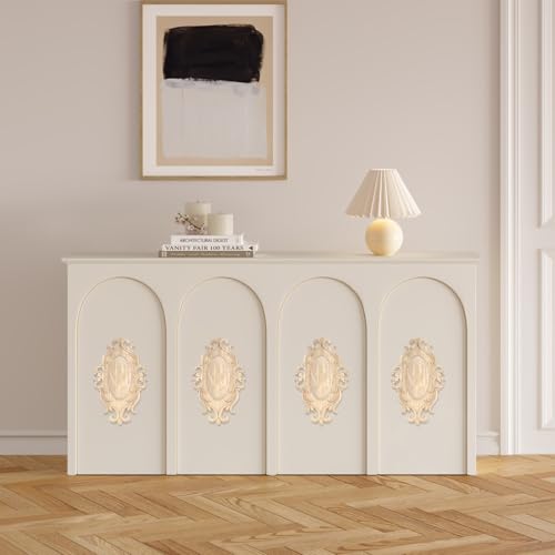 Antrader 1-Pack Wood Carved Onlays Appliques,Oval Shaped Unpainted Solid Wood Carving Decal for Door Cabinet Cupboard Wall Ceiling,26¡¿15cm