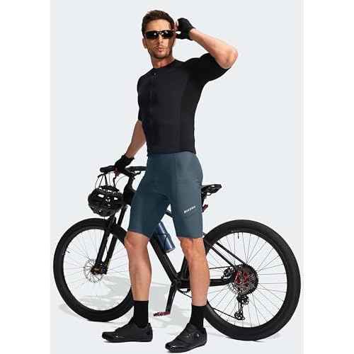 Bikewa Men's Bike Shorts 3D Padded Cycling Road Biking Mountain Riding Biker Bicycle UPF 50+ Cycle Shorts Zipper Pockets