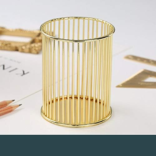 HSYMQ Gold Metal Pen Holder for Desk, Makeup Brushes Cup, Pencil Holders, Office&Home Organizer